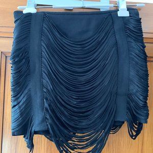 Haute Hippie Fringe style black bandage miniskirt
